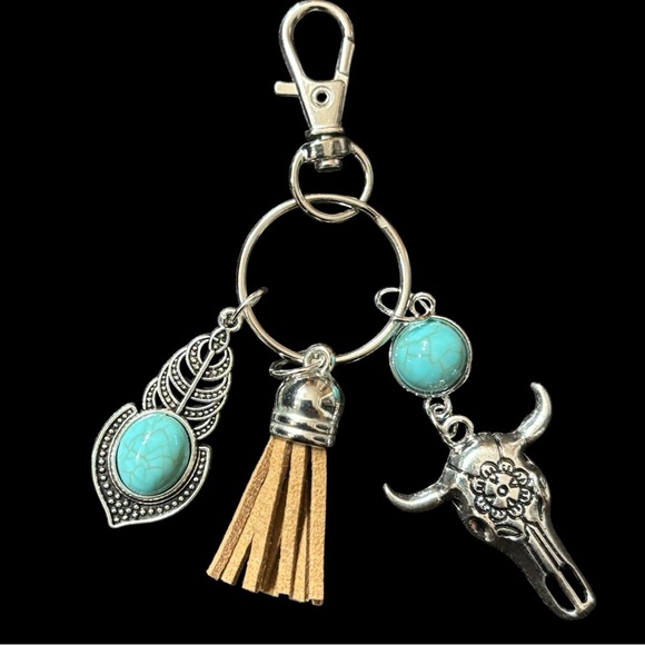 Accessories - 💥2/$24 or 3/$30💥 Southwestern Silver and Turquoise  Keychain / Bag Charm . NWT